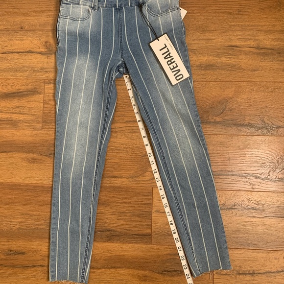 NEW Almost Famous | Denim Striped Overalls Size S - Picture 7 of 7
